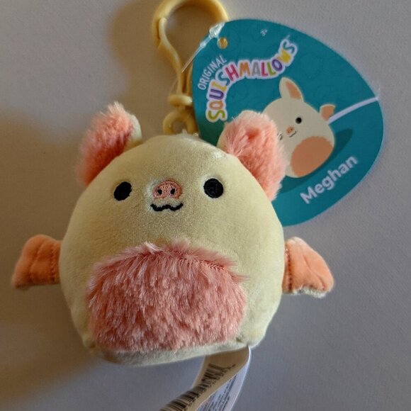 NWT 3.5" Halloween Meghan Pink Fruit Bat Purse Clip Squishmallows Plush Goth NEW - Picture 1 of 5
